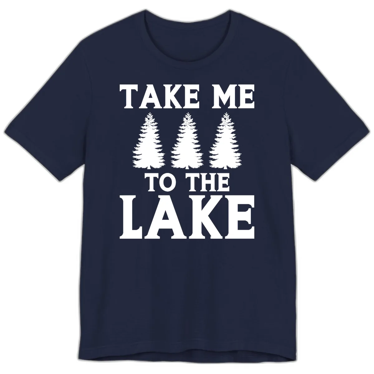 Take Me To The Lake Trees Design Premium T-Shirt in Navy