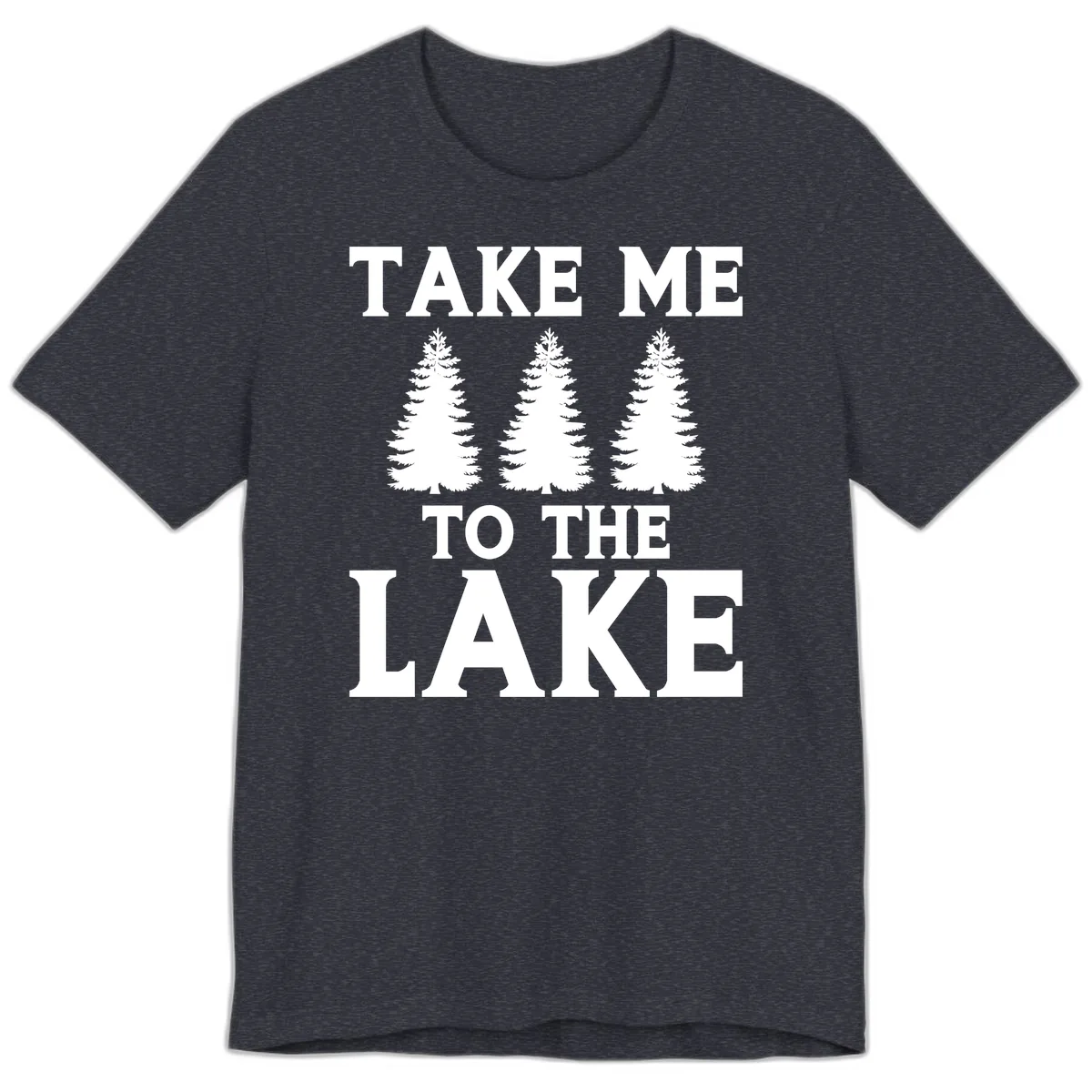 Take Me To The Lake Trees Design Premium T-Shirt in Heather Navy
