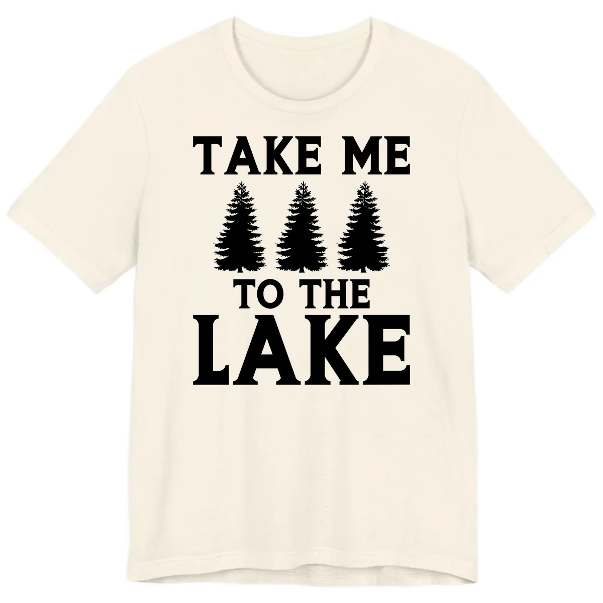 Take Me To The Lake Trees Design Premium T-Shirt in Natural