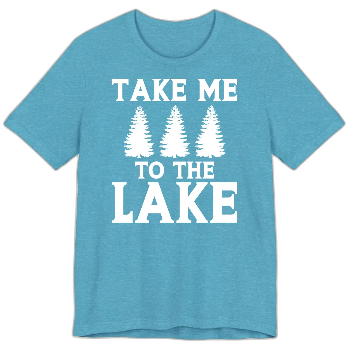 Take Me To The Lake Trees Design Premium T-Shirt in Heather Aqua