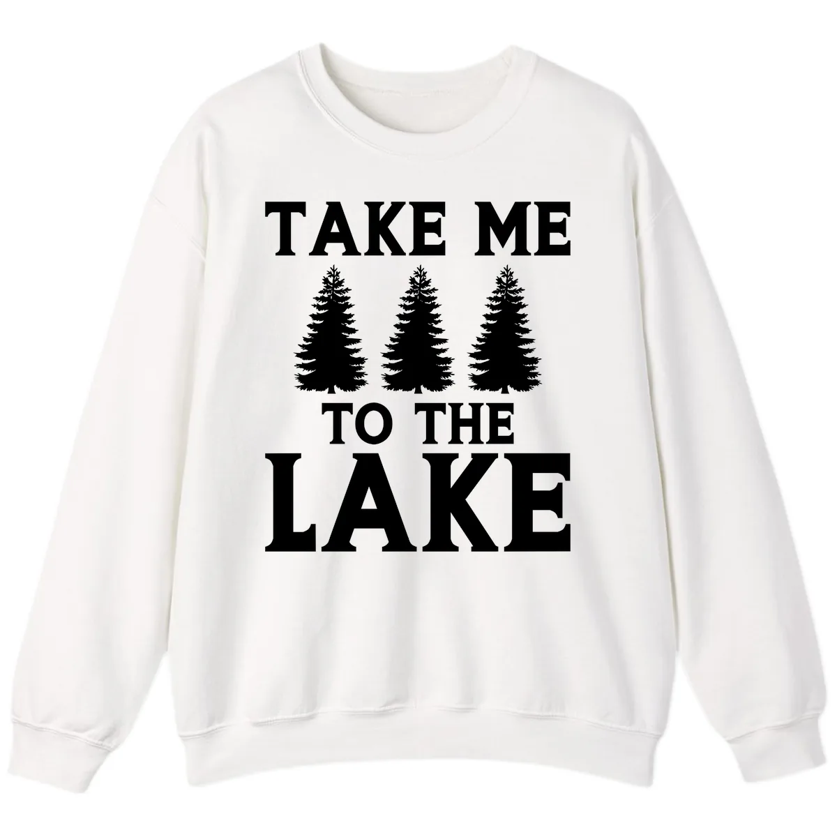 Take Me To The Lake Trees Design Sweatshirt in White