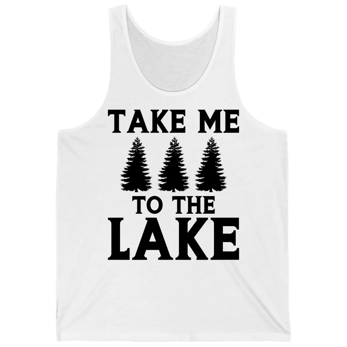 Take Me To The Lake Trees Design Tank in White