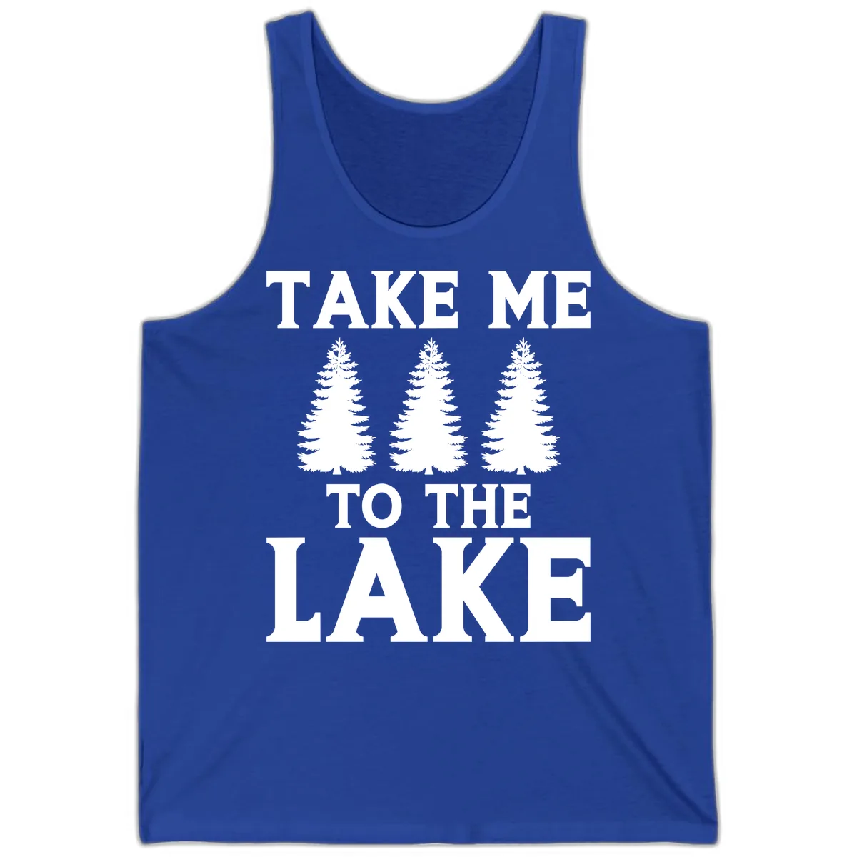 Take Me To The Lake Trees Design Tank in True Royal
