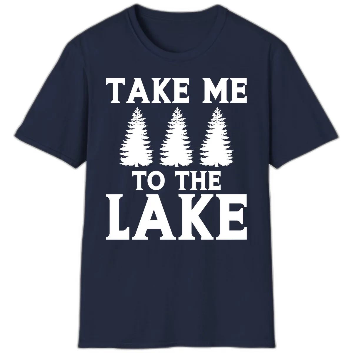 Take Me To The Lake Trees Design T-Shirt in Navy