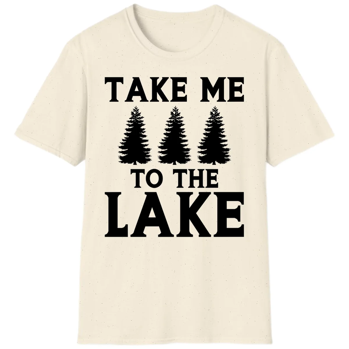 Take Me To The Lake Trees Design T-Shirt in Natural
