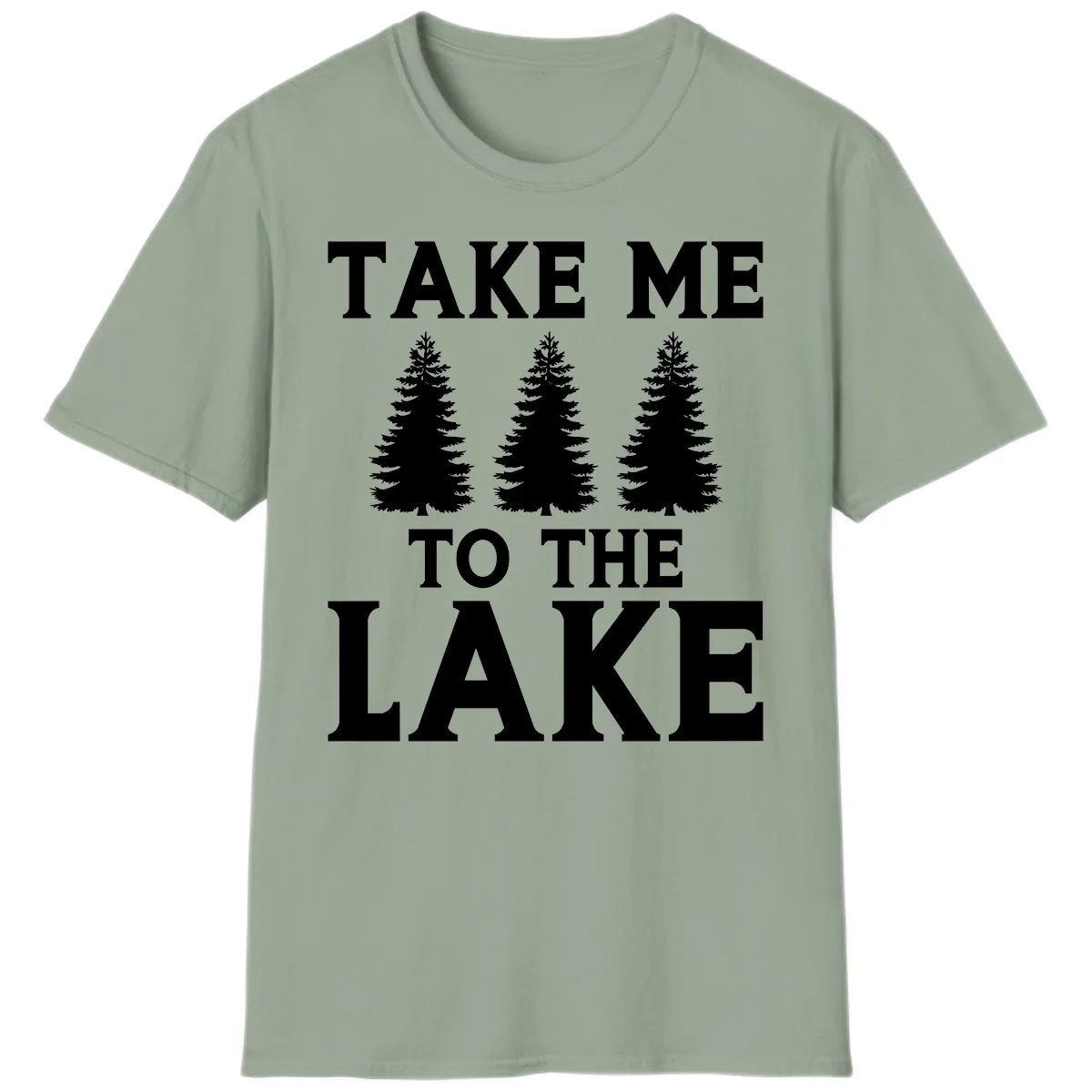 Take Me To The Lake Trees Design T-Shirt in Sage