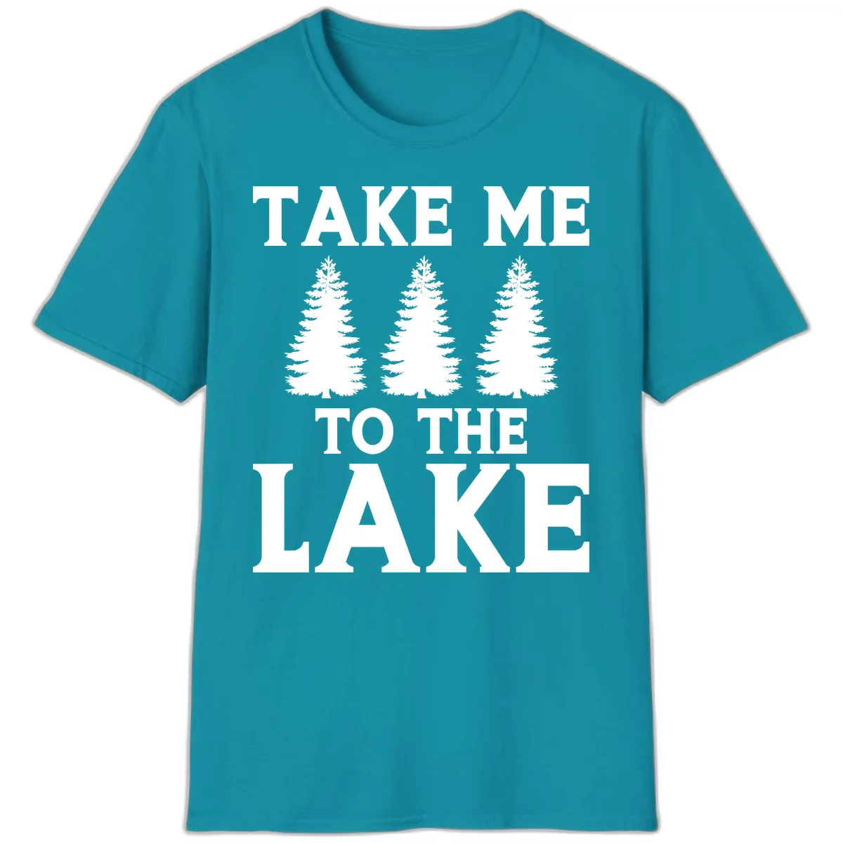 Take Me To The Lake Trees Design T-Shirt in Tropical Blue