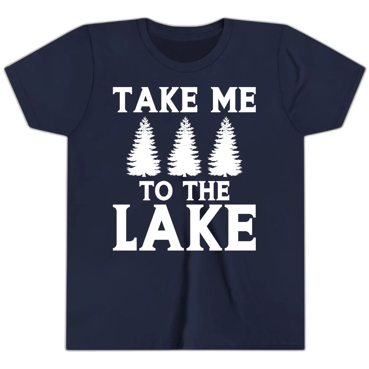 Take Me To The Lake Trees Design Youth T-Shirt in Navy