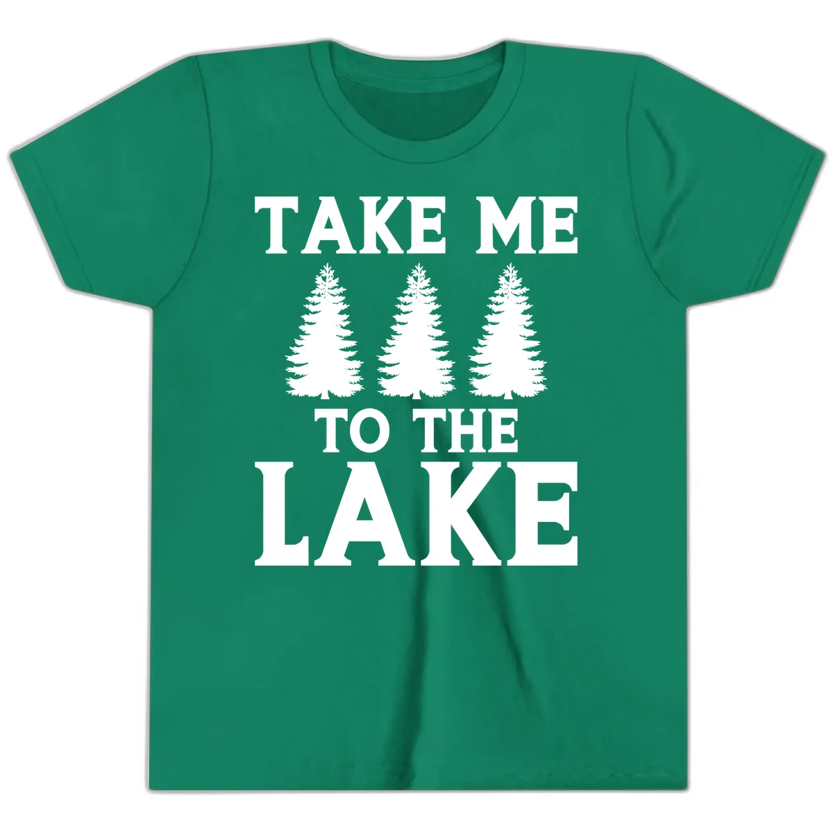 Take Me To The Lake Trees Design Youth T-Shirt in Kelly