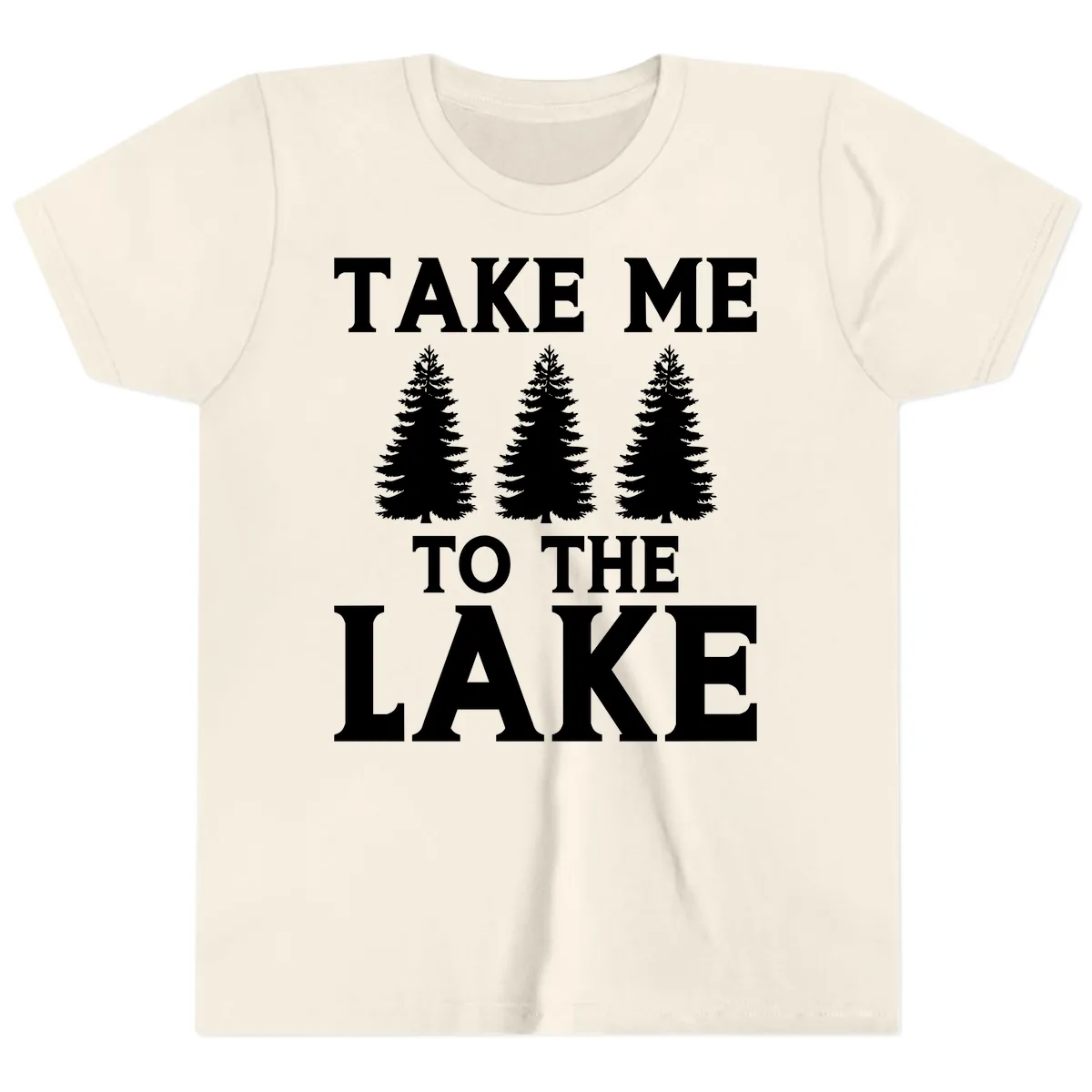 Take Me To The Lake Trees Design Youth T-Shirt in Natural