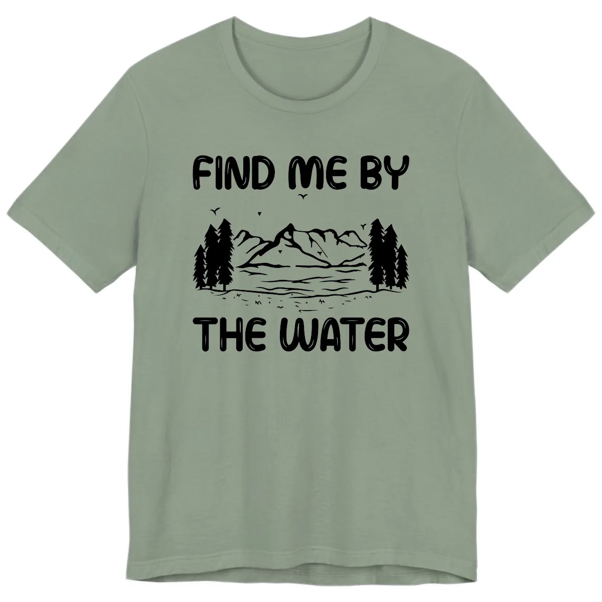 Find Me By The Water Mountain Design Premium T-Shirt in Sage
