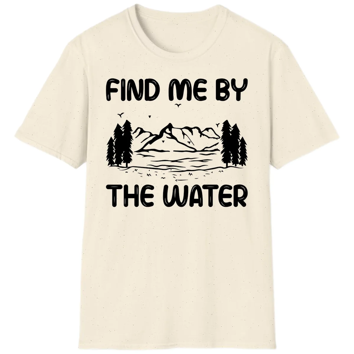 Find Me By The Water Mountain Design T-Shirt in Natural