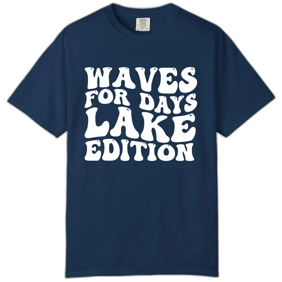 Waves For Days Lake Edition Typography Comfort Color in Navy