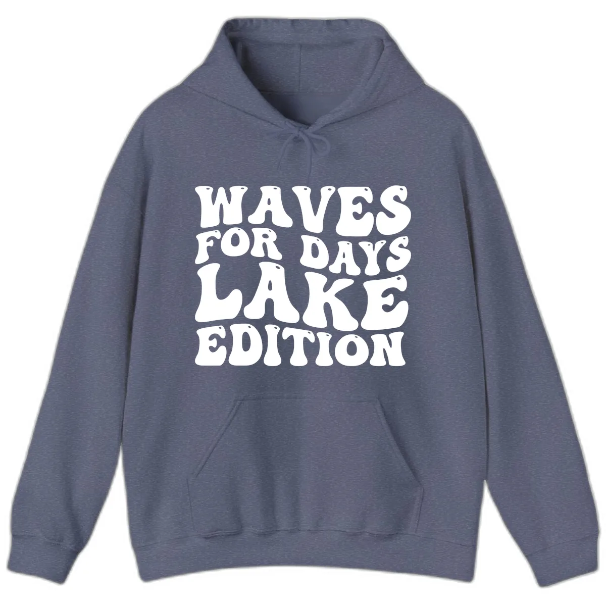 Waves For Days Lake Edition Typography Hoodie in Heather Navy
