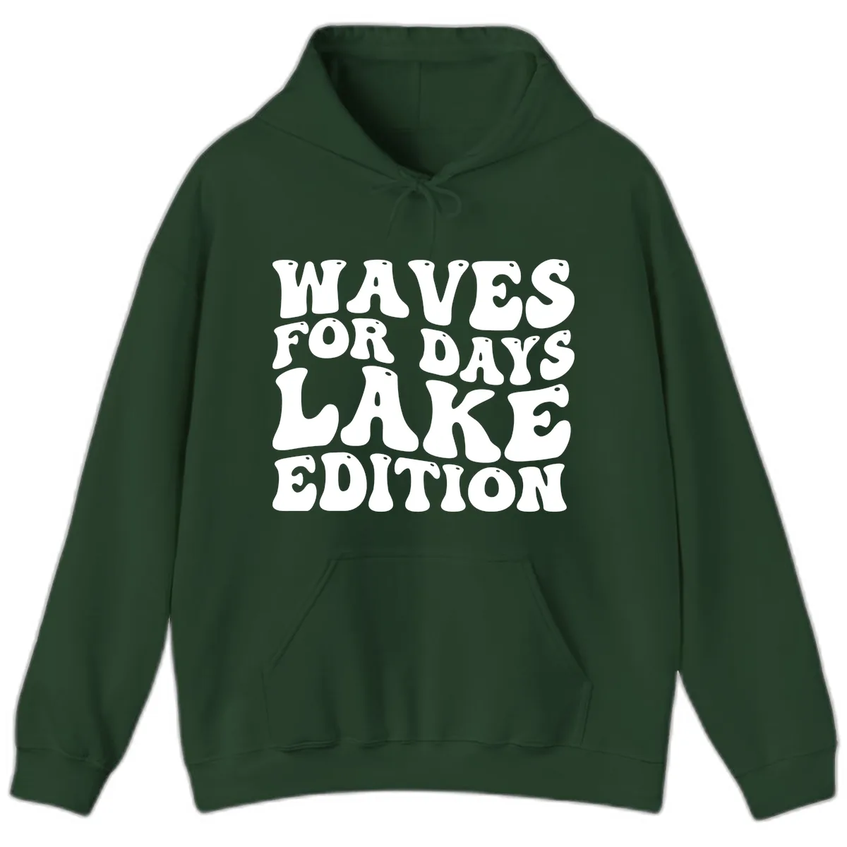 Waves For Days Lake Edition Typography Hoodie in Forest Green