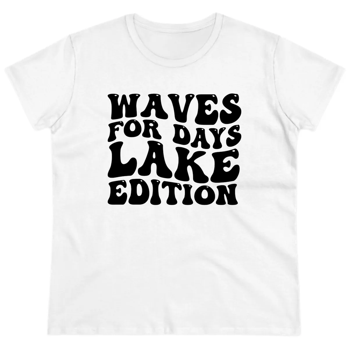 Waves For Days Lake Edition Typography Ladies Tee in White