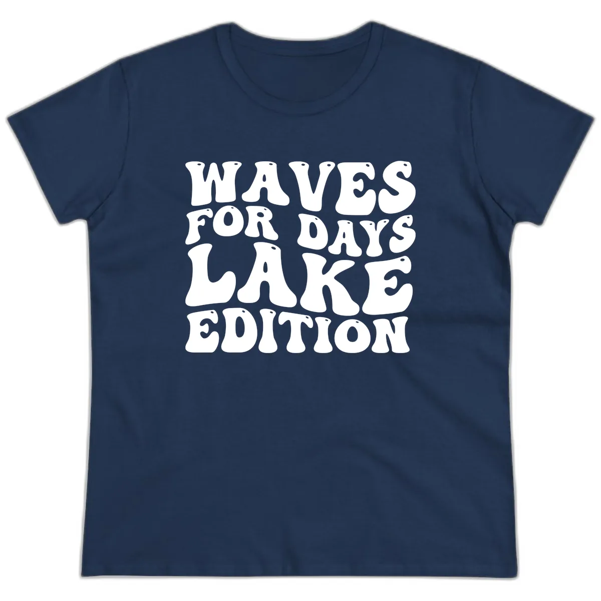 Waves For Days Lake Edition Typography Ladies Tee in Navy