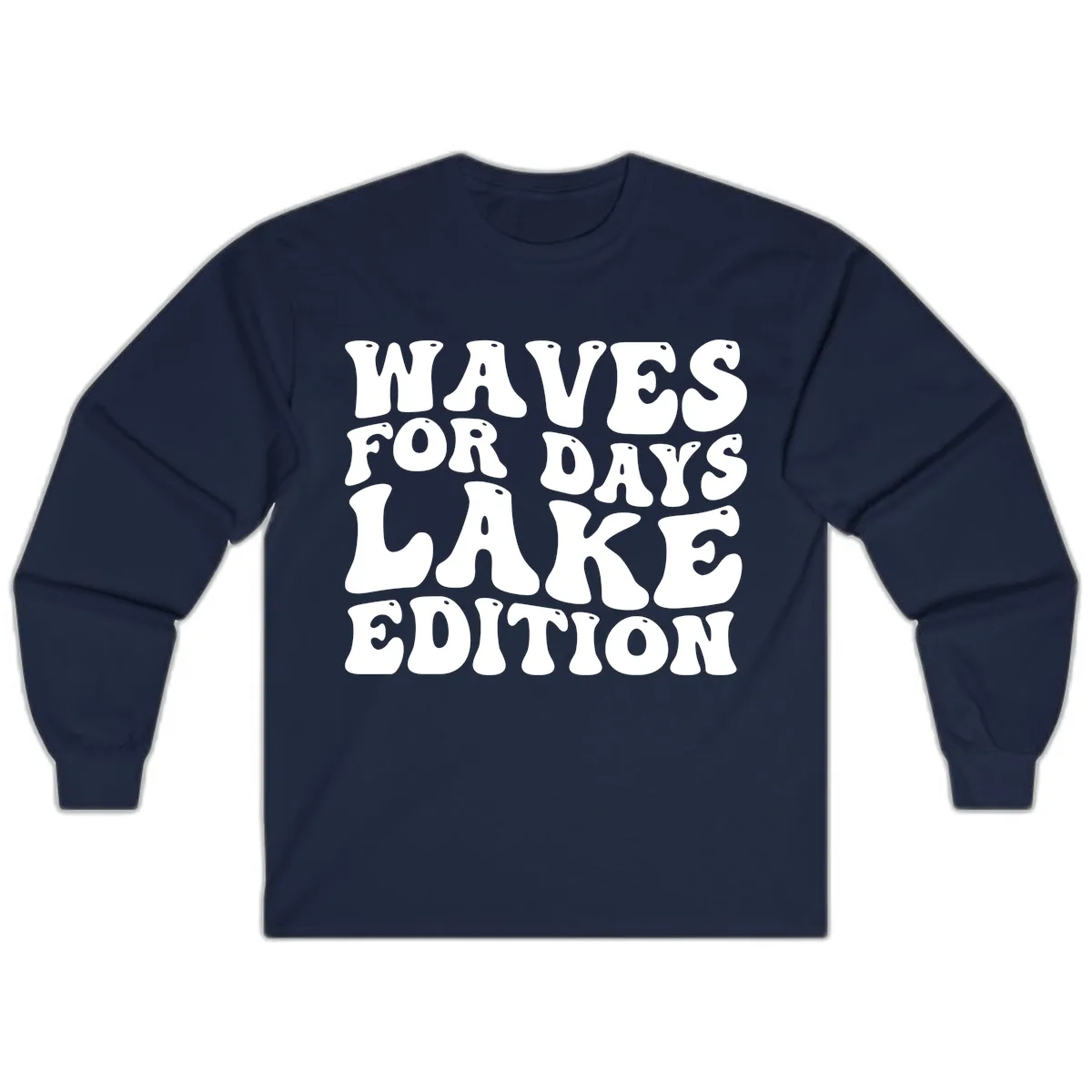 Waves For Days Lake Edition Typography Long Sleeve in Navy