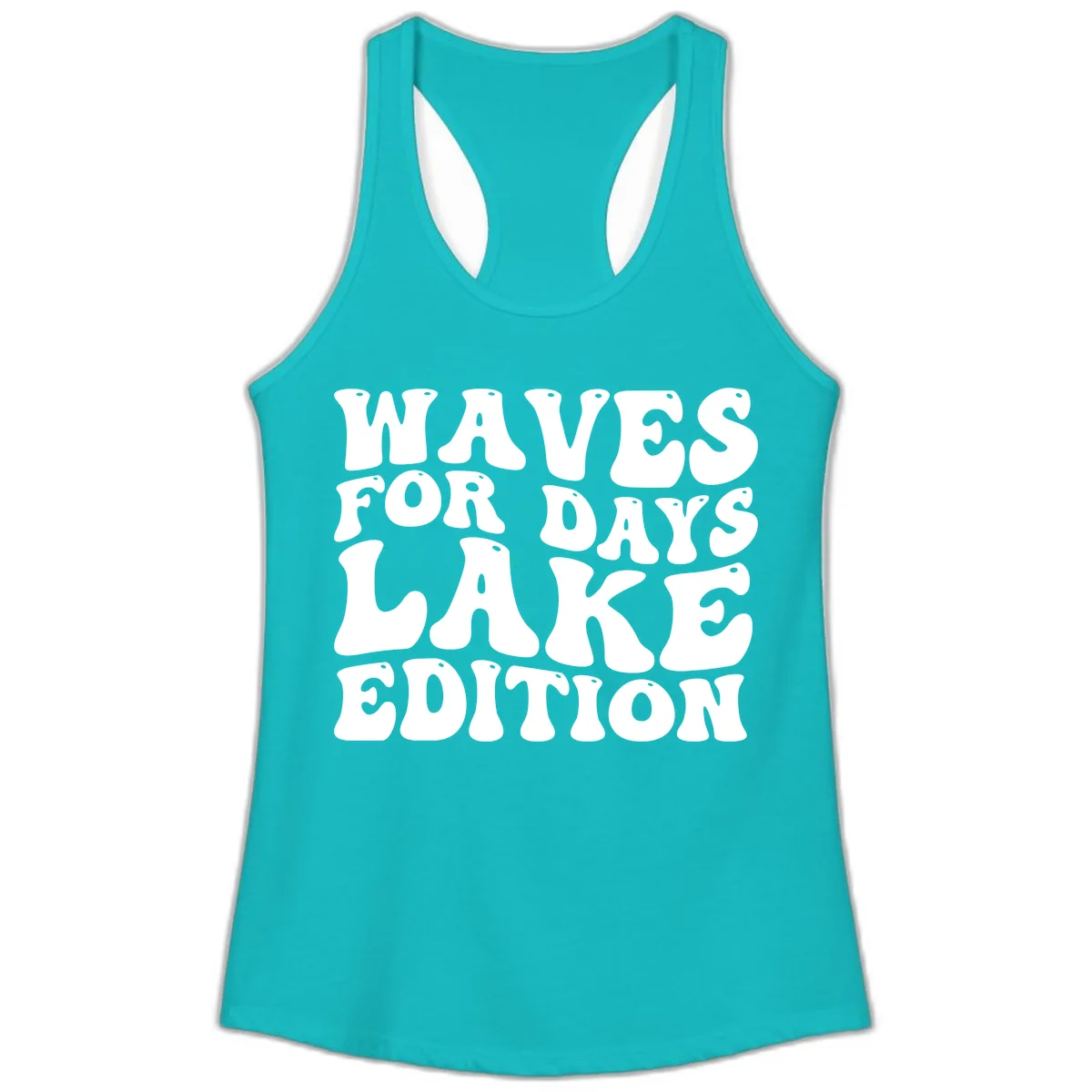 Waves For Days Lake Edition Typography Ladies Tank in Tahiti Blue
