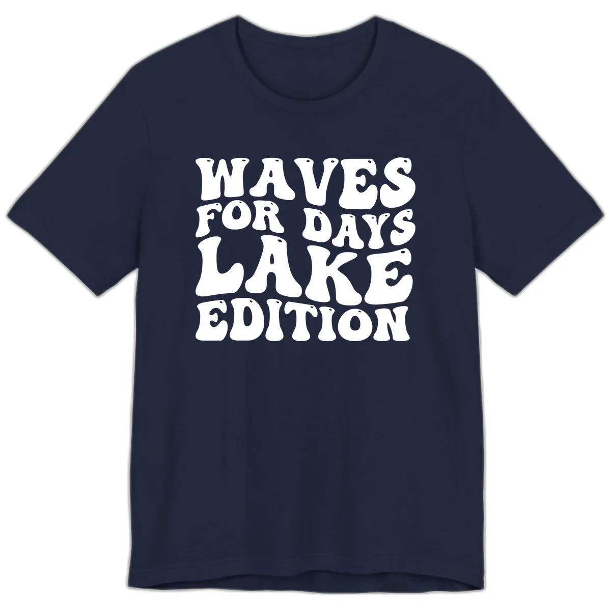 Waves For Days Lake Edition Typography Premium T-Shirt in Navy