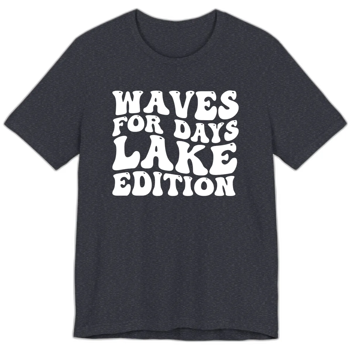 Waves For Days Lake Edition Typography Premium T-Shirt in Heather Navy