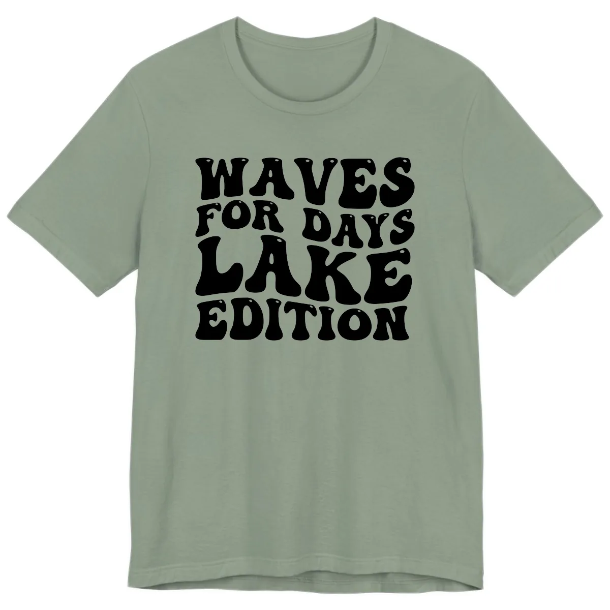Waves For Days Lake Edition Typography Premium T-Shirt in Sage