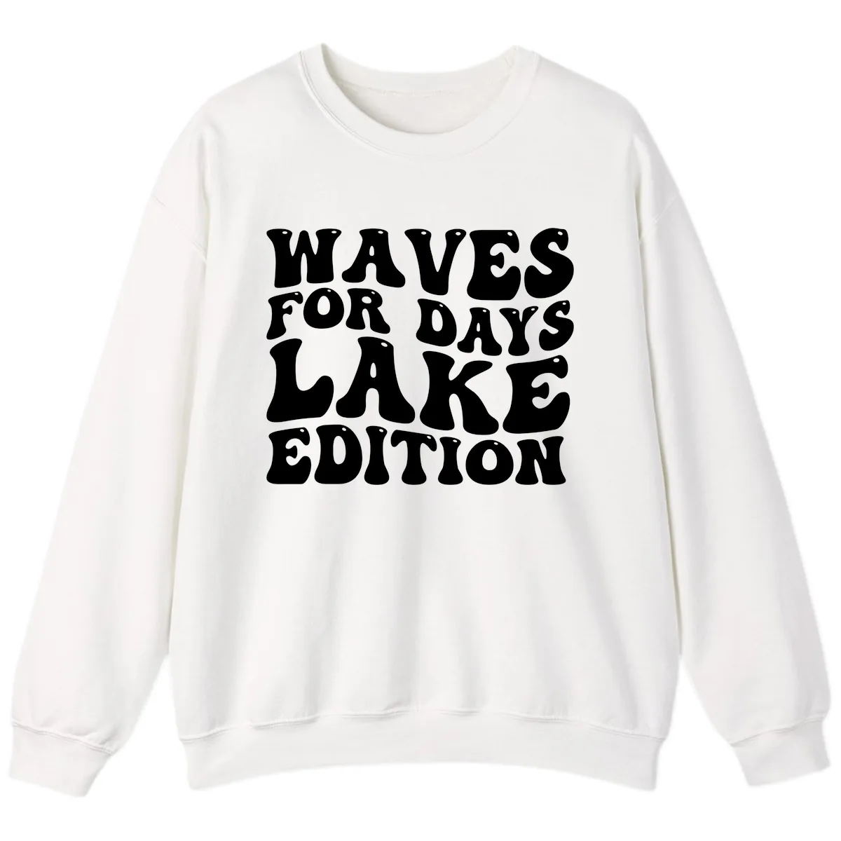 Waves For Days Lake Edition Typography Sweatshirt in White