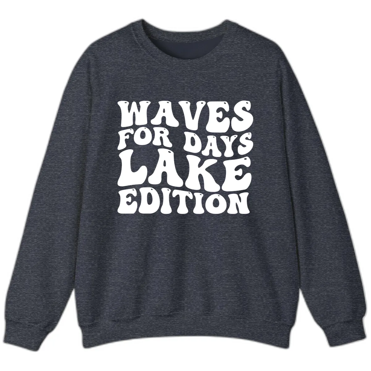 Waves For Days Lake Edition Typography Sweatshirt in Heather Sport Dark Navy
