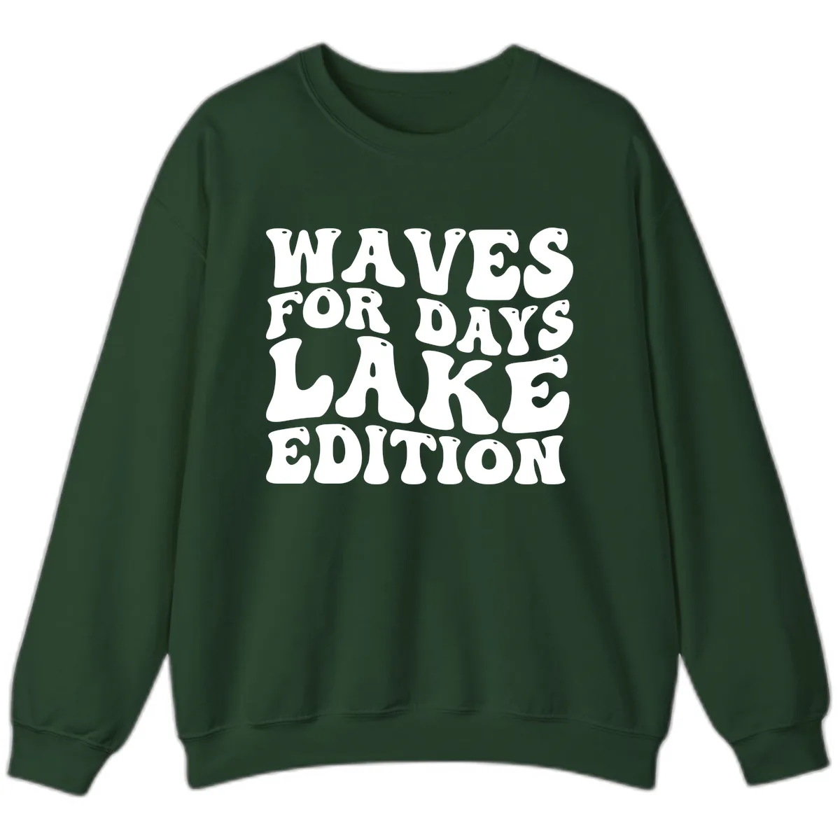 Waves For Days Lake Edition Typography Sweatshirt in Forest Green