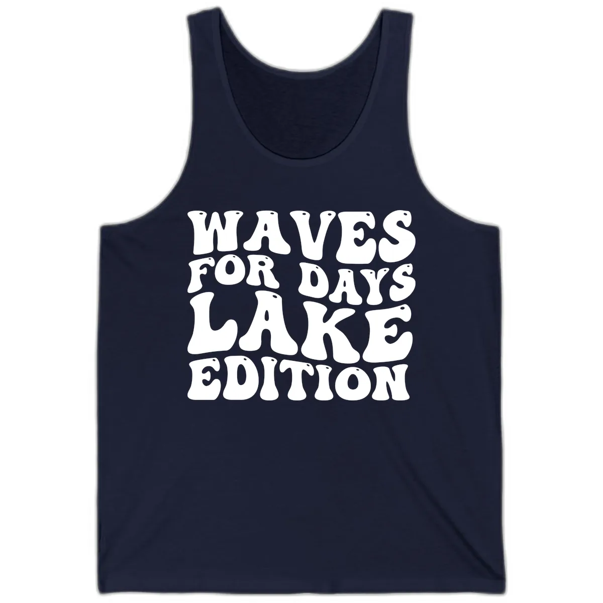 Waves For Days Lake Edition Typography Tank in Navy