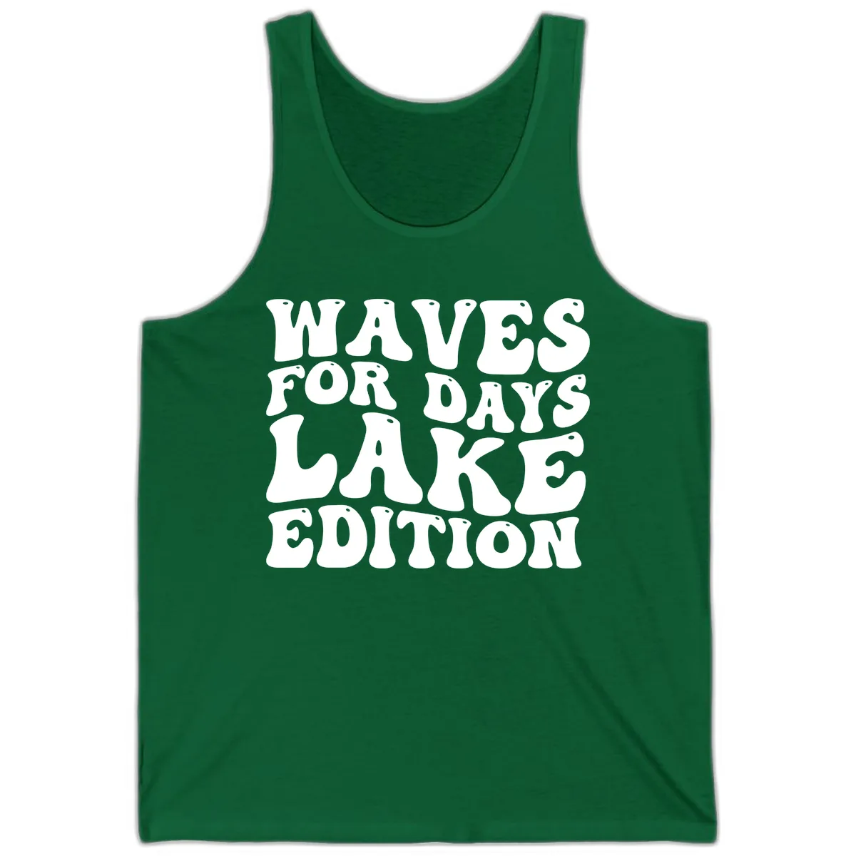 Waves For Days Lake Edition Typography Tank in Kelly