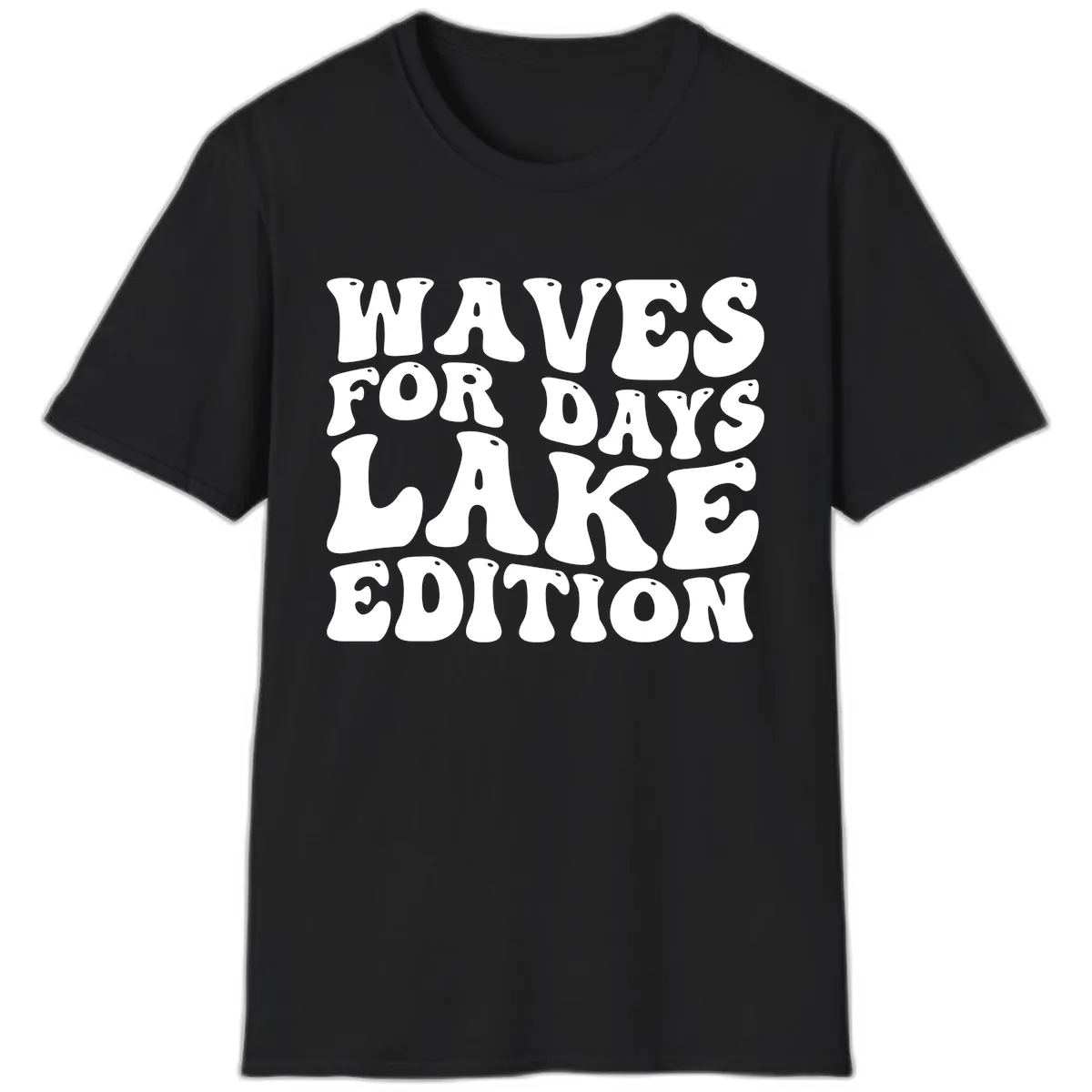 Waves For Days Lake Edition Typography T-Shirt in Black