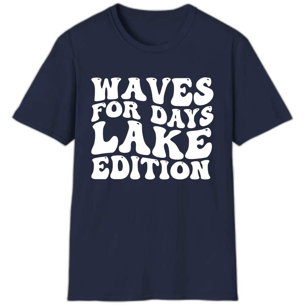 Waves For Days Lake Edition Typography T-Shirt in Navy