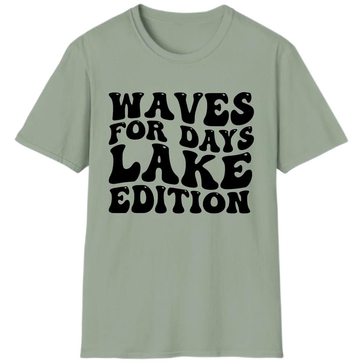 Waves For Days Lake Edition Typography T-Shirt in Sage