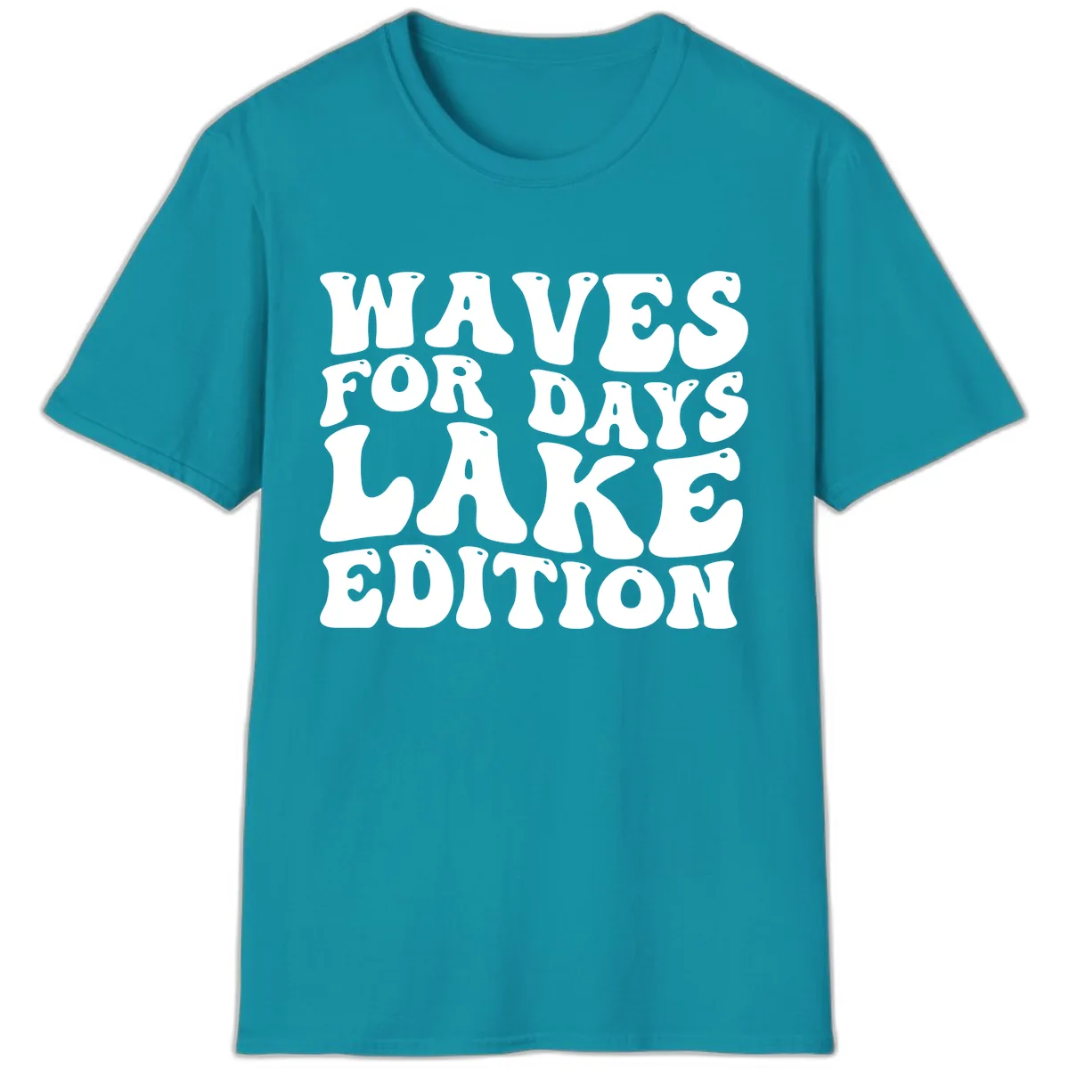 Waves For Days Lake Edition Typography T-Shirt in Tropical Blue