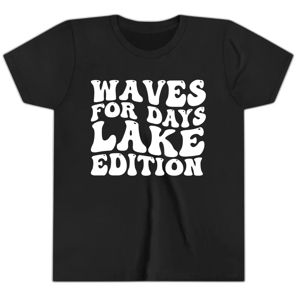 Waves For Days Lake Edition Typography Youth T-Shirt in Black