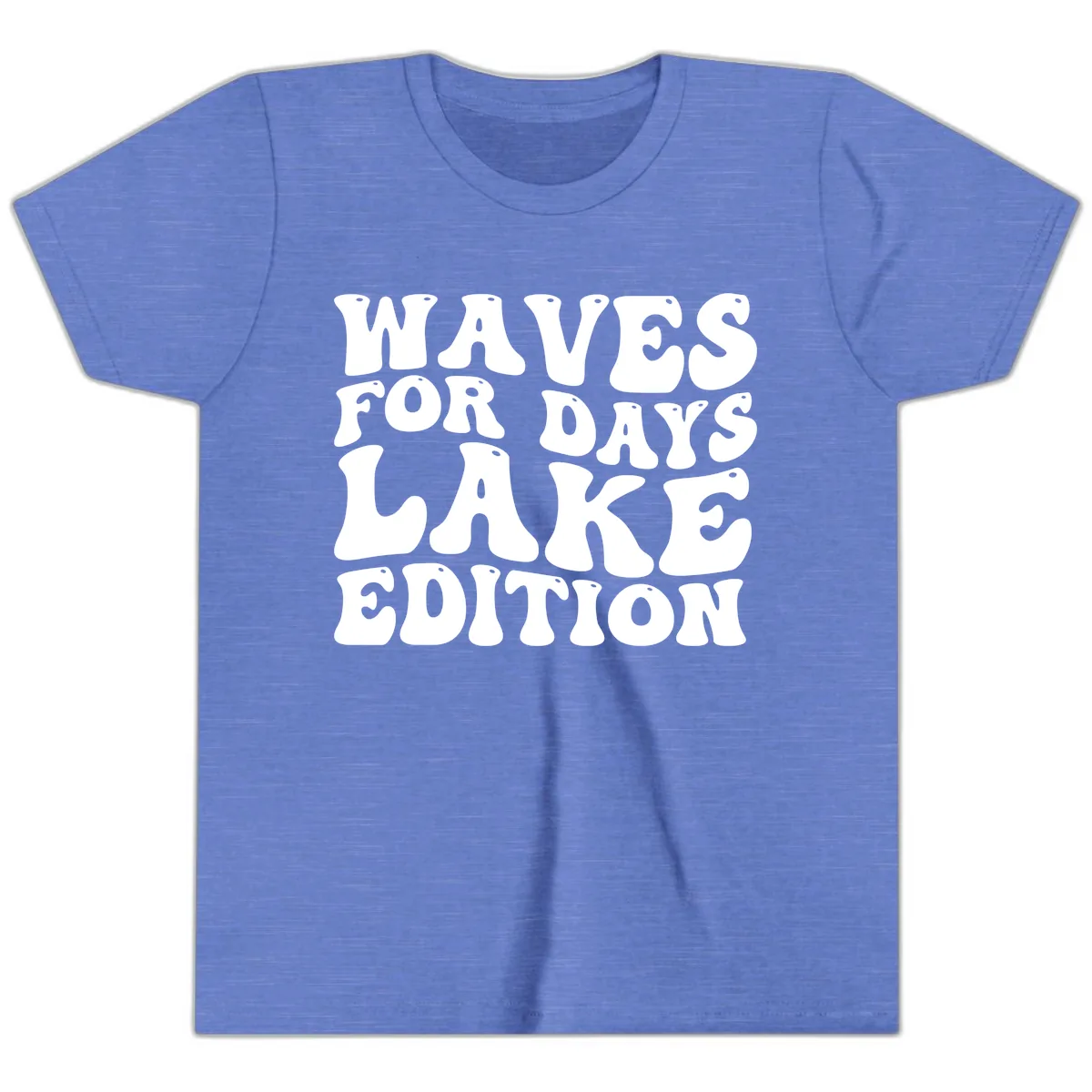 Waves For Days Lake Edition Typography Youth T-Shirt in Heather Columbia Blue