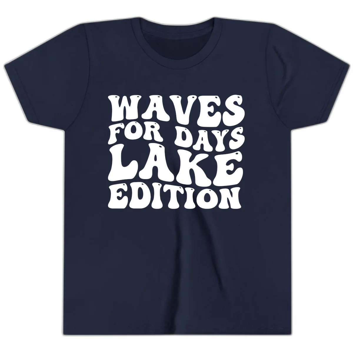 Waves For Days Lake Edition Typography Youth T-Shirt in Navy