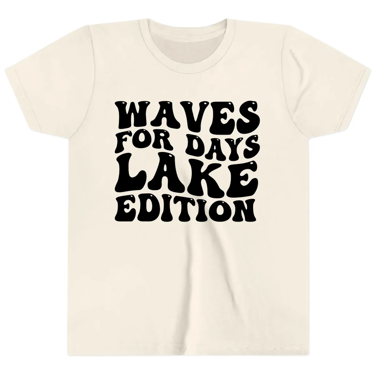 Waves For Days Lake Edition Typography Youth T-Shirt in Natural