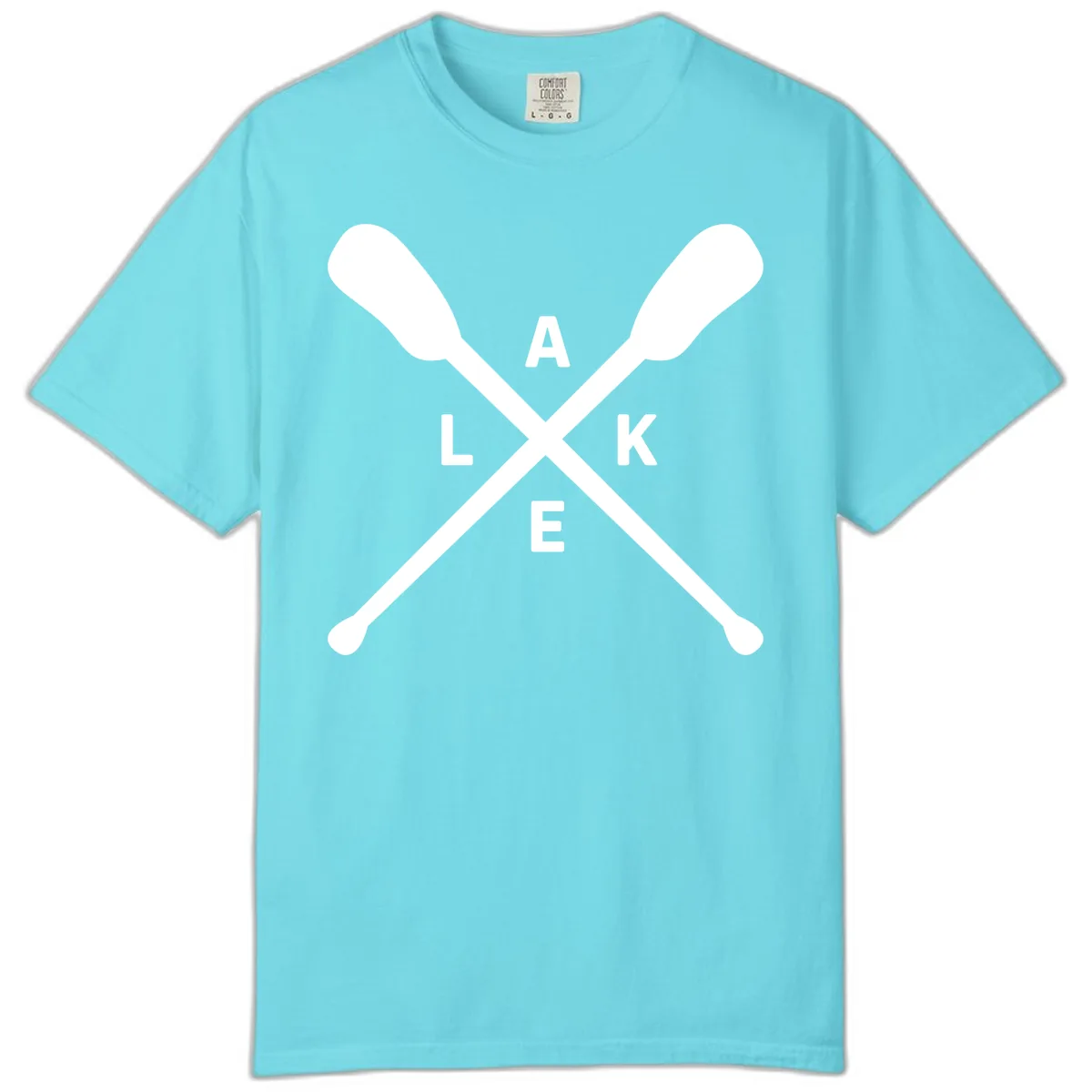Lake Day Crossed Oars Design Comfort Color in Lagoon Blue