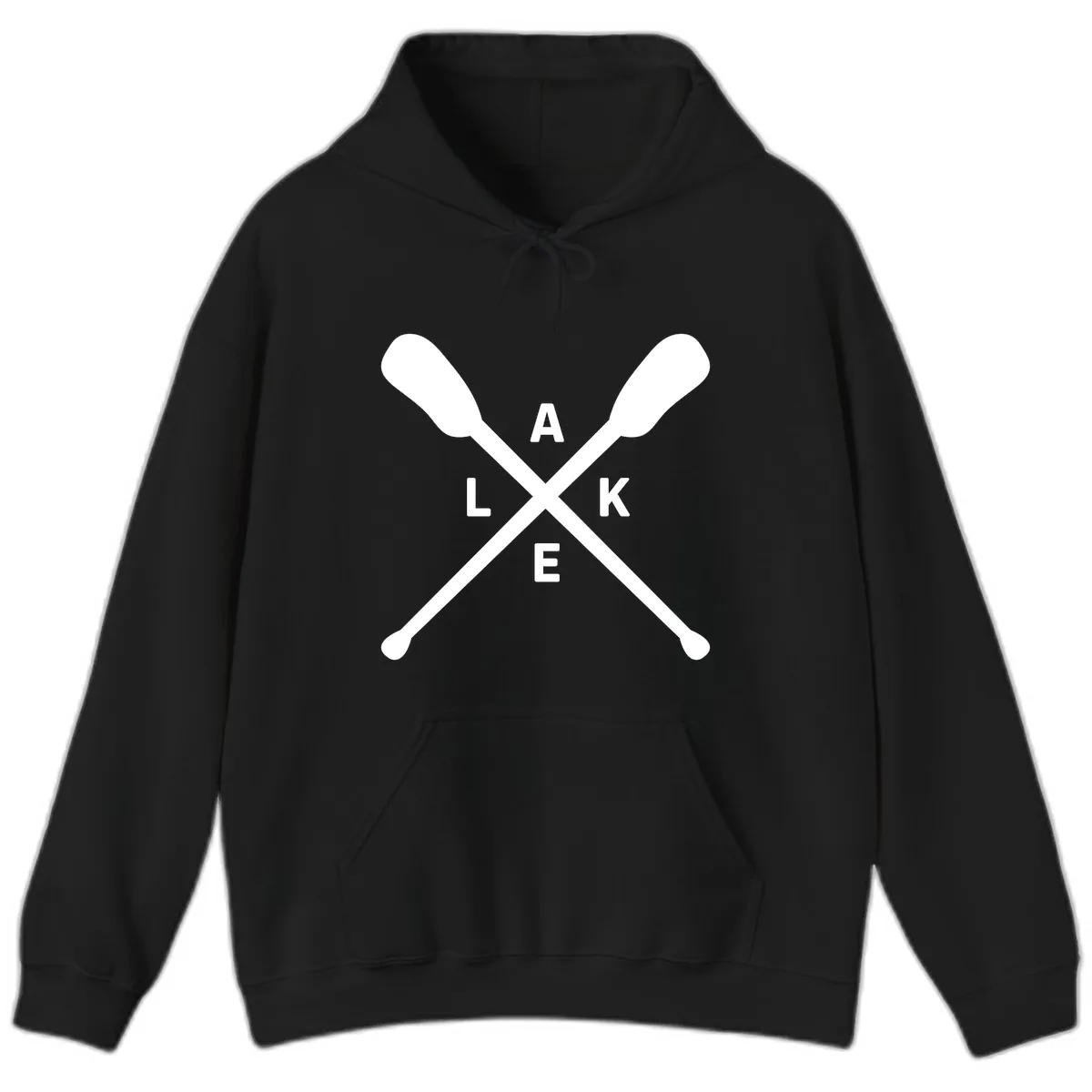 Lake Day Crossed Oars Design Hoodie in Black