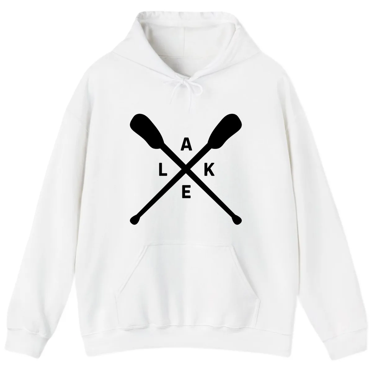Lake Day Crossed Oars Design Hoodie in White