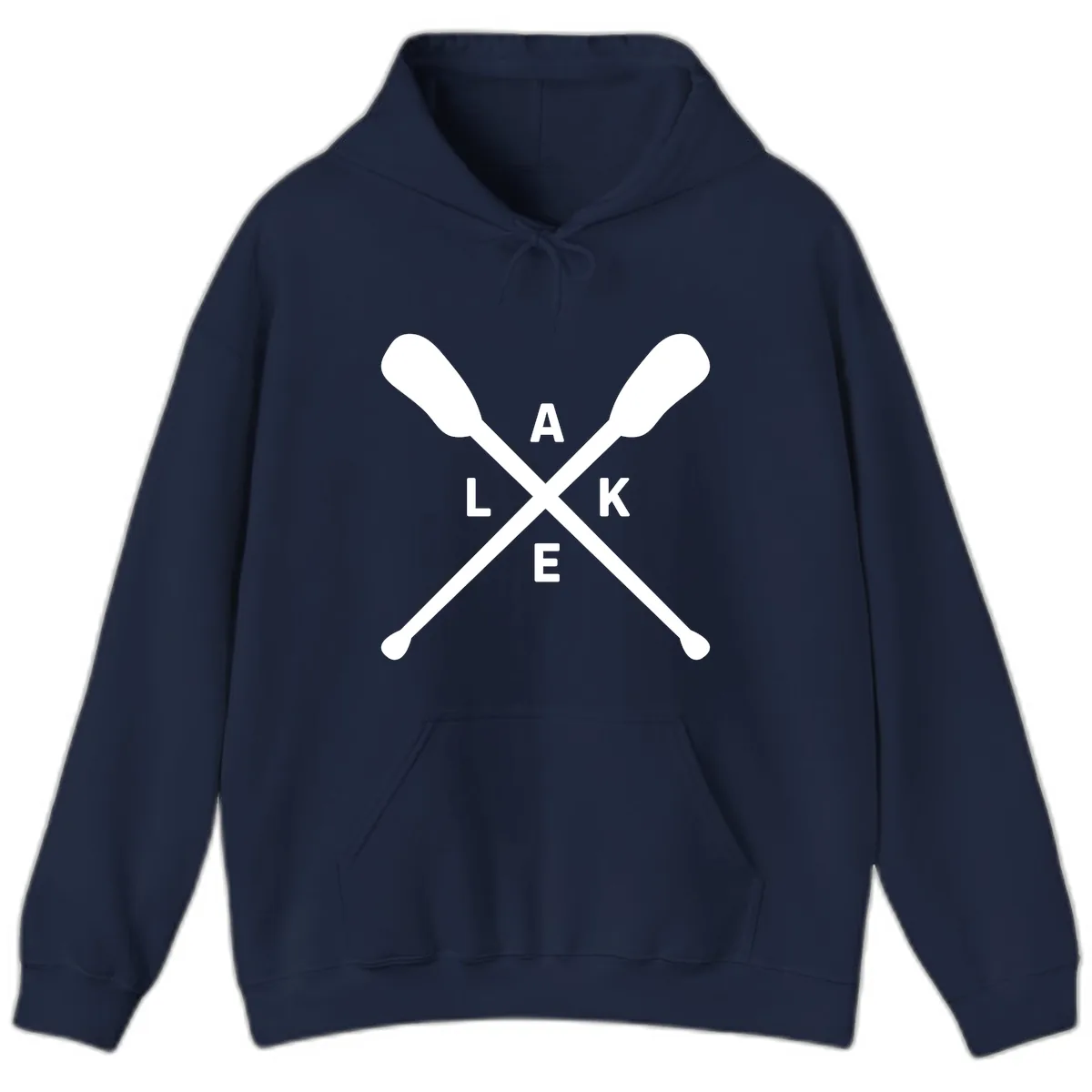 Lake Day Crossed Oars Design Hoodie in Navy