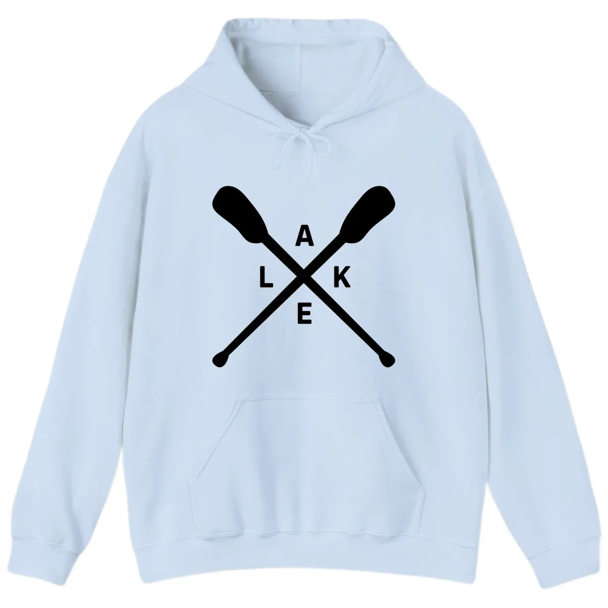 Lake Day Crossed Oars Design Hoodie in Light Blue