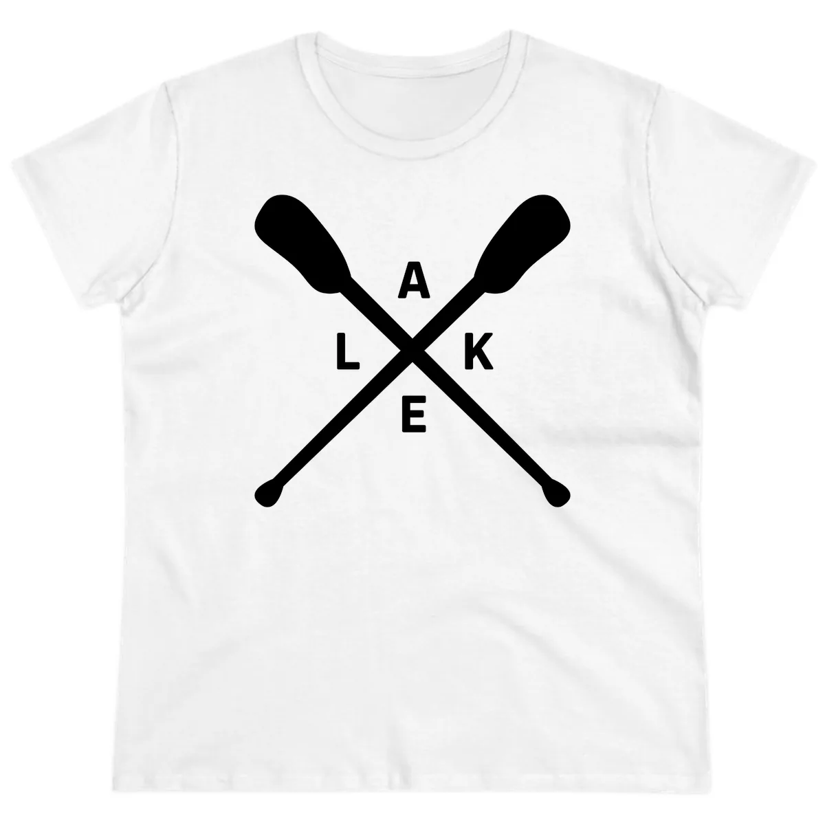 Lake Day Crossed Oars Design Ladies Tee in White