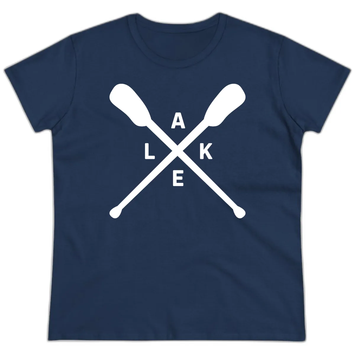 Lake Day Crossed Oars Design Ladies Tee in Navy