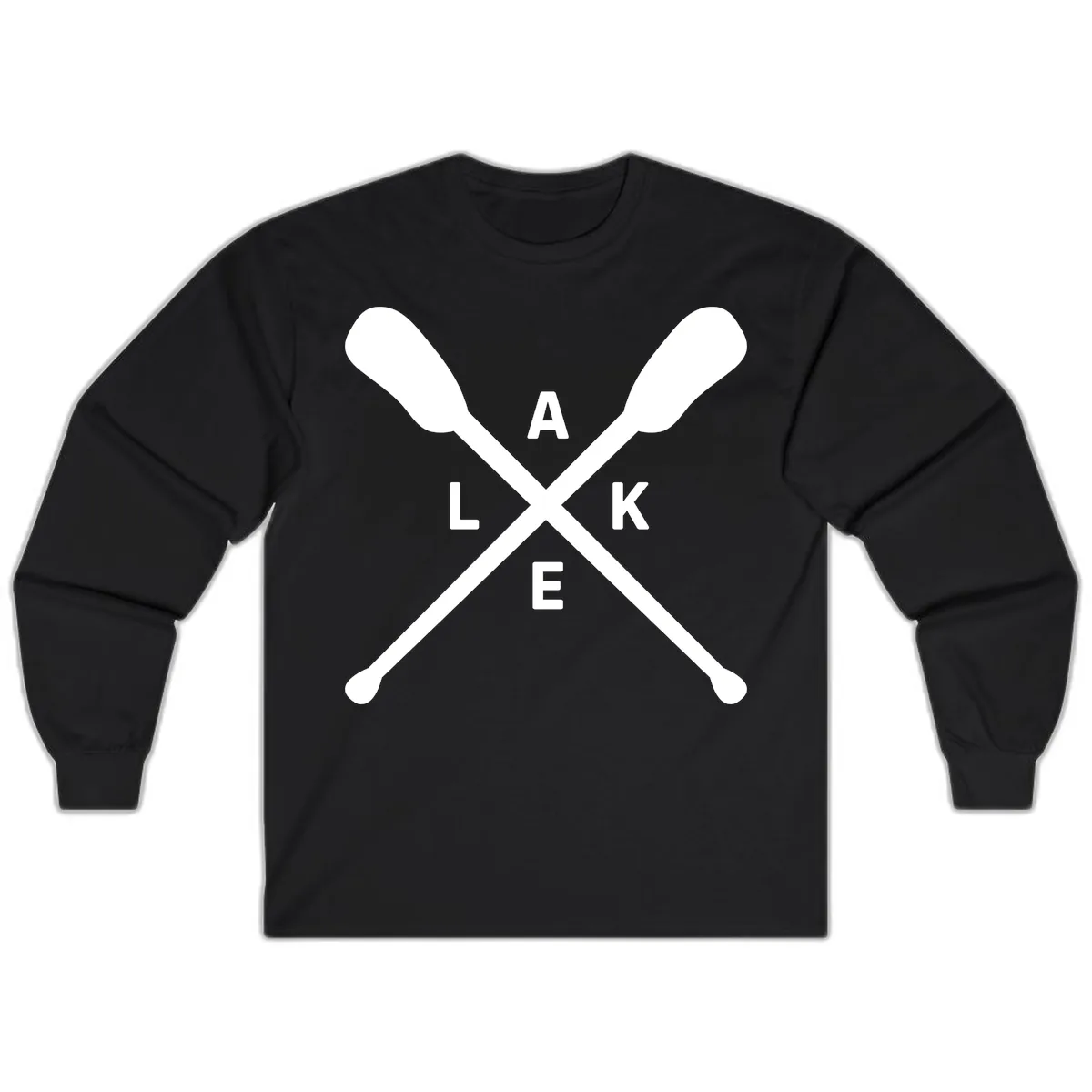 Lake Day Crossed Oars Design Long Sleeve in Black