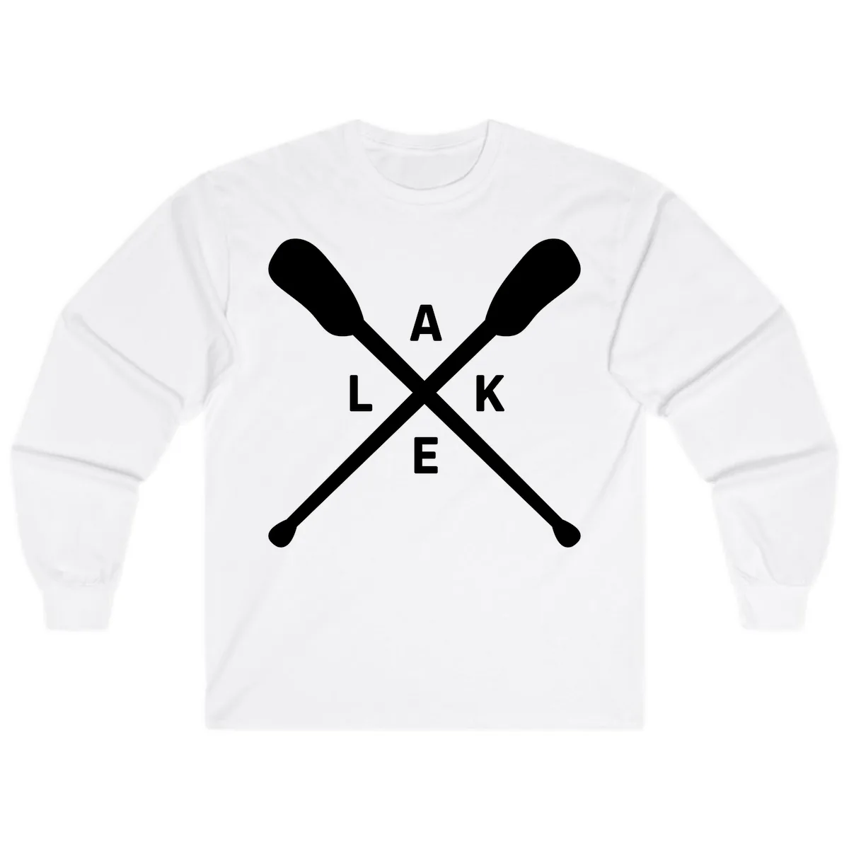 Lake Day Crossed Oars Design Long Sleeve in White