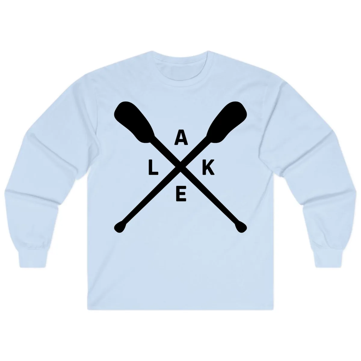 Lake Day Crossed Oars Design Long Sleeve in Light Blue