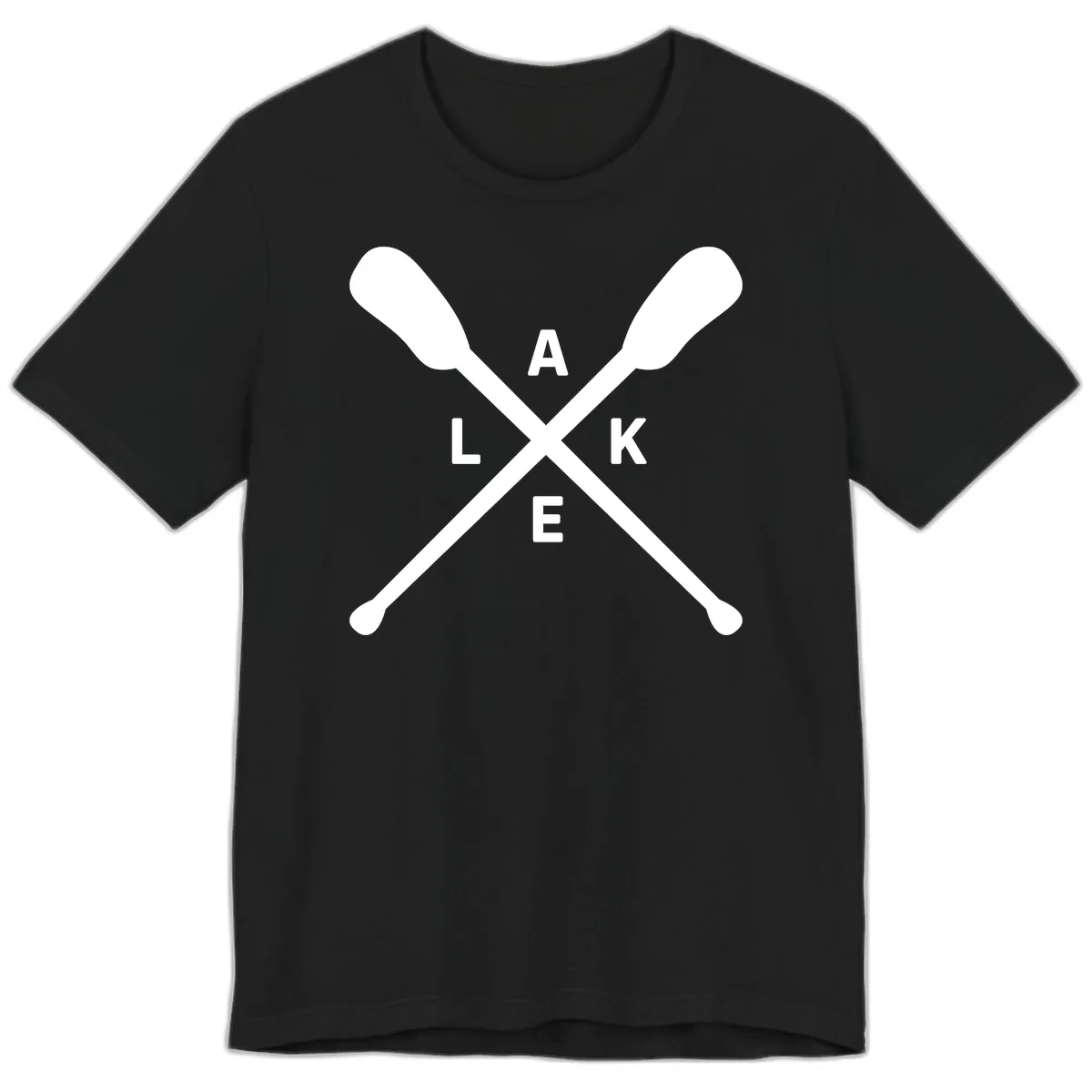 Lake Day Crossed Oars Design Premium T-Shirt in Black